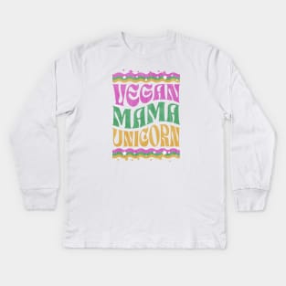 Vegan Mama Unicorn, Vegan Moms, Christmas Gifts 2023, Vegan Mothers Day 2024 Kids Long Sleeve T-Shirt